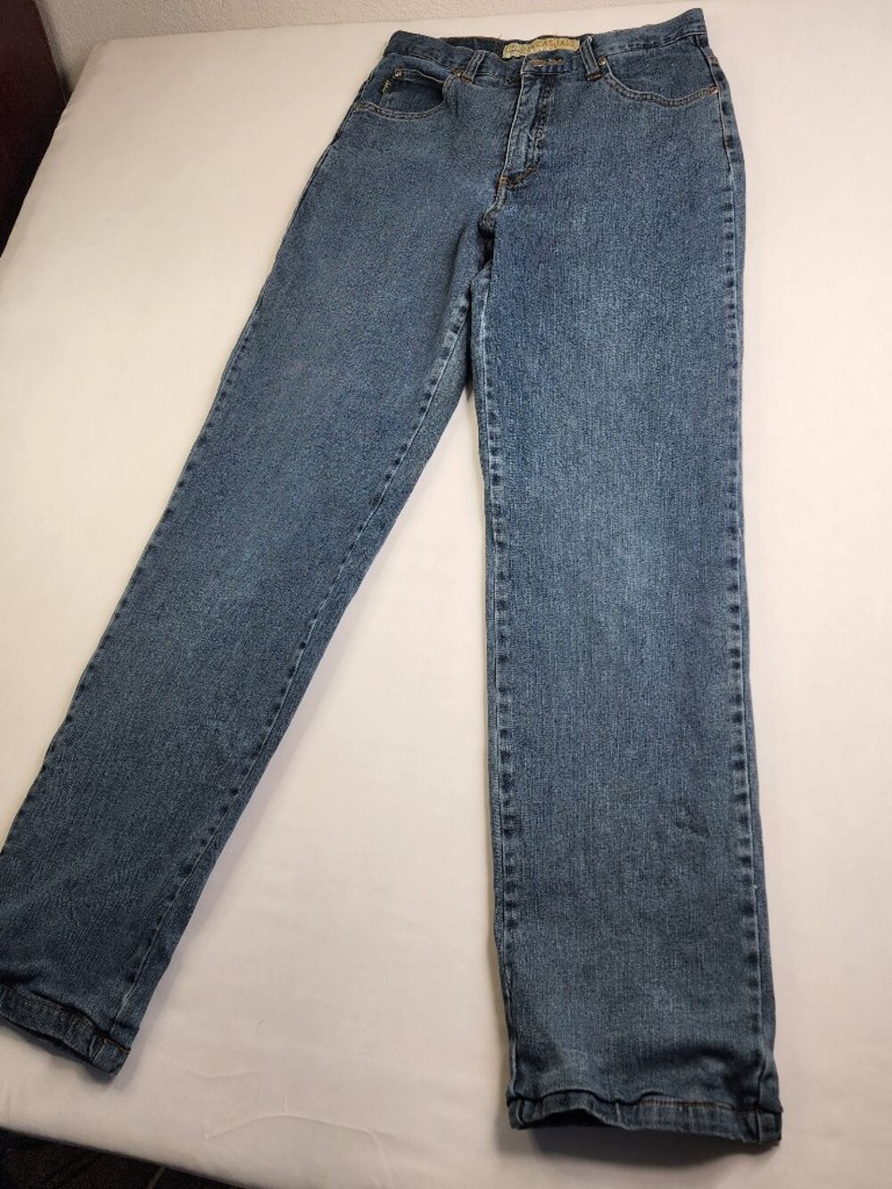Cabela's Casuals Women's 8 Tall Blue Jeans Flannel Lined Straight Fit Denim